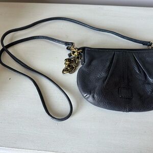 Fossil pebbles leather with gold chain and long strap crossbody purse